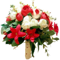 Eventissimi® Buchet de Flori EVENTISSIMI - Bujori Alb Rosu (BF-017)