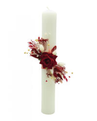 Eventissimi® Lumanare de cununie botez, 40 cm, cu trandafir matase si plante naturale uscate (personalizabila cromatic si cu text) (LB-031)