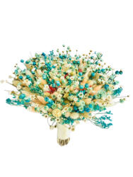 Eventissimi® Buchet mediu personalizabil din flori naturale uscate (Turquoise Ivory) (BF-163(24))