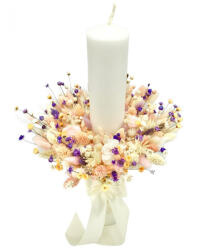 Eventissimi® Lumanare pentru cununie botez, 40 cm, cu plante naturale uscate (personalizabila cromatic si cu text) (LB-035)