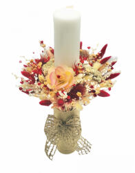 Eventissimi® Lumanare Nunta sau Botez Eventissimi, Flori uscate, Traditionala, Rosu (LN-011)