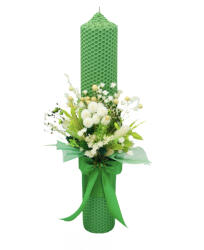 Eventissimi® Lumanare pentru cununie botez, 35 cm, cu flori criogenate si plante naturale uscate (personalizabila cromatic si cu text) (LB-018)