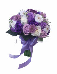 Eventissimi® Buchet din flori de cires si trandafiri, by Eventissimi, Mov Alb (BF-062)