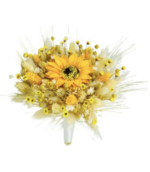 Eventissimi® Buchet de Flori Personalizabil Eventissimi - Plante Uscate, Mic, Predominant Galben, cu floarea soarelui din foita de sapun (BF-145)