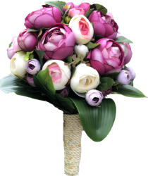 Eventissimi® Buchet flori personalizabil, Eventissimi, 25 Bujori, Multicolor, predominant grena (BF-001)