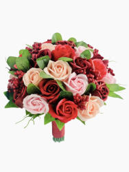 Eventissimi® Buchet mare personalizabil cu trandafiri, plante decorative si frunze (Rosu, Multicolor) (BF-120)