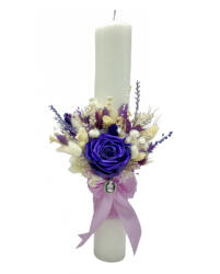 Eventissimi® Lumanare de cununie, nunta sau botez, personalizabila cu trandafir criogenat si plante uscate (LN-037)