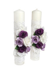 Eventissimi® Set 2 Lumanari Nunta Botez EVENTISSIMI - Alb Mov (SET-002)