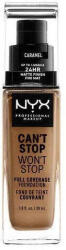 NYX Cosmetics Can't Stop Won't Stop Fond de ten 24 de ore cu acoperire ridicată - 15 Caramel 30 ml