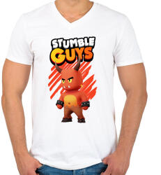 printfashion Stumble guys Red Demon - Férfi V-nyakú póló - Fehér (16866291)