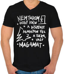 printfashion Karácsonyfa dísz - Férfi V-nyakú póló - Fekete (16872164)