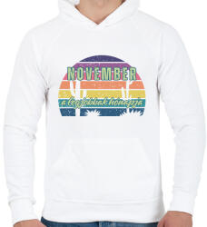 printfashion November a legjobbak hónapja színes - Férfi kapucnis pulóver - Fehér (16864192)