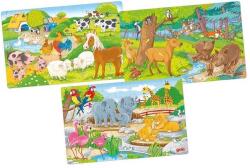 Goki Set de puzzle-uri din lemn Goki - Animale, 3 piese (57377)