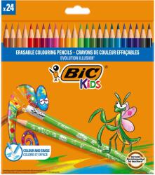 BIC Creioane colorate cu guma de sters Evolution Illusion Bic, 24 culori