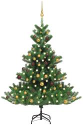vidaXL Nordmann cu led si globuri 150 cm verde (3077559)