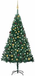 vidaXL Set cu LED-uri si globuri 210 cm verde (3077537)