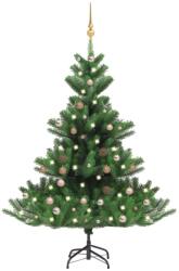 vidaXL Nordmann cu LED si globuri 180 cm verde (3077646)