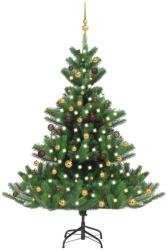 vidaXL Nordmann cu LED-uri si globuri 180 cm verde (3077560)