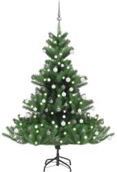 vidaXL Nordmann cu LED-uri si globuri 150 cm verde (3077731)