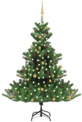 vidaXL Nordmann cu LED-uri si globuri 210 cm verde (3077561)