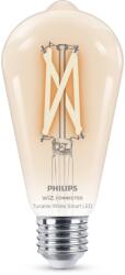 Philips Bec LED inteligent vintage Smart LED Philips filament transparent, Wi-Fi, Bluetooth, ST64, E27, 7W (60W), 806 lm, lumina alba reglabila (2700-6500K), 8719514372245 (871951437224500)