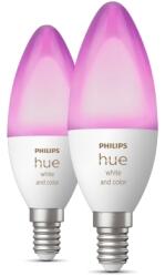 Philips Lighting Romania Pachet 2 becuri LED RGB inteligente Philips Hue B39, E14, 4W (25W), lumina alba si colorata, 8719514356719 (871951435671900)