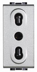 Legrand Priza italiana 2P+T 10/16A Protectie copii, Living Light, 1M, aluminiu (NT4180-EU)