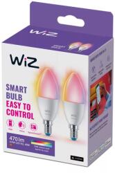 Philips Pachet 2 becuri LED inteligente Wiz Colour, 4.9W (40W), E14, 470 lm, Wi-fi, lumina alba si colorata, 8719514551275 (871951455127501)