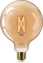 Philips Bec LED inteligent vintage Philips filament chihlimbariu, Wi-Fi, Bluetooth, G125, E27, 7W (50W), 640 lm, temperatura lumina reglabila (2000-5000K), 12.5 cm, clasa energetica F, 8719514372122 (87195143