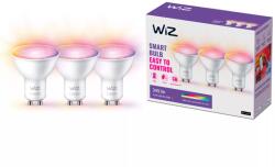 Philips Pachet 3 becuri LED inteligente Wiz Colour, 4.7W (50W), 345 lm, GU10, Wi-fi, lumina alba si colorata, 8720169072152 (872016907215200)
