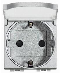 Legrand Priza Schuko Iluminabila Standard German Living Light, 2P+N, Cu capac, 2M, Aluminiu (NT4141PW)