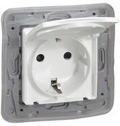 Legrand Priza Schuko Ip44, Cu Capac, Membrana Protectie, Alba (664747)