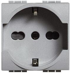Legrand Priza Schuko Living Light 2P+N, 16A, 2M, Aluminiu (NT4140)