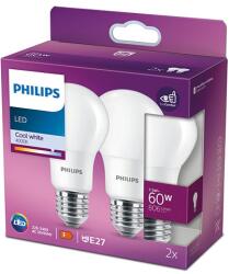 Philips Pachet 2 becuri LED Philips A60, E27, 7.5W (60W), 806lm, lumina alba (4000K), 8718699770266 (871869977026600)