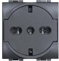 Legrand Priza plata Living Light 2P+T, 10/16A, aluminiu (L4140/16F)