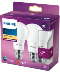 Philips Pachet 2 becuri LED Philips A60, E27, 8W (60W), 806lm, lumina alba calda (2700K), 8718699770167 (871869977016700)