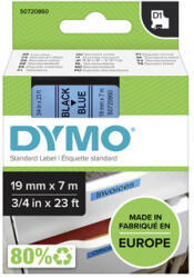 DYMO Bandă Dymo originală pentru imprimantă de etichete, Dymo, 45806, S0720860, imprimare neagră/fond albastru, 7m, 19mm, D1