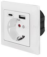 LogiLink Fali aljzat, 1x CEE 7/3, 1x USB-A, 1x USB-C (LOGILINK_PA0262) (LOGILINK_PA0262)