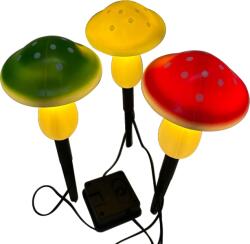 Praktiker Praktiker Gomba 3db-os Szett Led Szolár Ip44 Leszúrható 22cm Vegyes Színes (202400128)