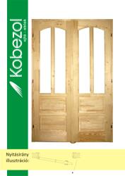 Kobezol Roxane Classic Belső Kétszárnyú Ajtó Tömör Fenyő Félig üvegezhető 140x210cm Bal