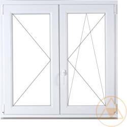 Delta Műanyag Ablak Középen Felnyíló Bukó-nyíló Jobb 150x150cm Fehér 5lk K=1, 1 Kilinccsel