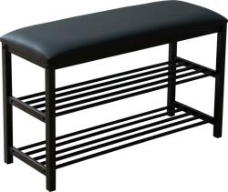 Praktiker Praktiker 2 szintes cipőtartós fekete 80x50x30cm ülőpad