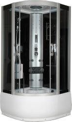 Sanimix Hidromasszázs Gőzkabin Mélytálcával 100x100x222cm, 5mm, Fekete Hátfal