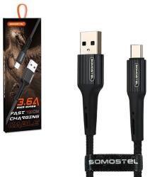 Somostel SMS-BW06 USB Type-A Apa - USB Type-C Apa 3.0 Töltőkábel - 1 m, Fekete (25698)