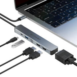 BlitzWolf BlitzWolf BW-NEW-TH11 USB Hub 5 in 1: 2db HDMI port, teljesítmény átvitel: 87W, 1xUSB-A 3.0, VGA port