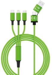 Smrter Hydra ULTRA 5in1 USB-A/USB-C Apa - Micro USB/USB-C/Lightning Apa 2.0 Adat és Töltőkábel - 1.2 m, Zöld