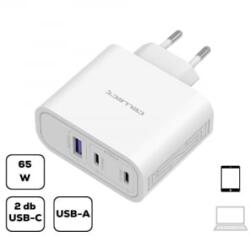 Cellect 2xUSB-C, 1xUSB-A hálózati töltő adapter gyorstöltő funkcióval 65W fehér (MTCB-PD65W-W) (MTCB-PD65W-W)