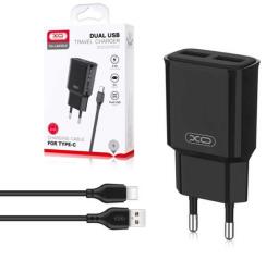 XO L92? 2X USB-A Hálózati Töltő + USB-C Kábel - 1M, Fekete