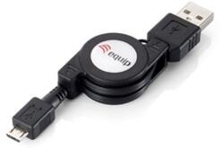 Equip Micro USB 2.0 AM - MBM5P - Behúzható, 1 m, Fekete