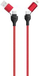2GO USB-C/USB-A Apa - USB-C/Lightning Apa Adat és Töltő Kábel - 1.2 m, Piros